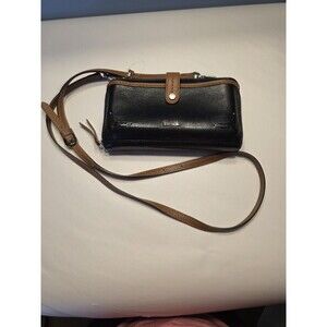 THE SAK Black Leather Zip Around Wallet Smart Phone Clutch Crossbody
